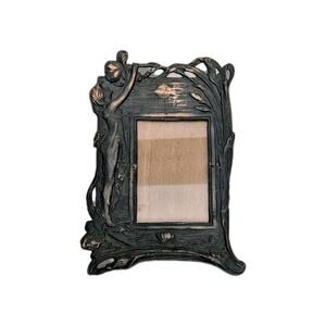 Vintage Easel-back Picture Frame Desktop Art Nouveau Goddess Maiden Copper